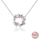 Pink Poetic Daisy Blossom & Butterfly Necklace - 925 Sterling Silver - Freedom Look