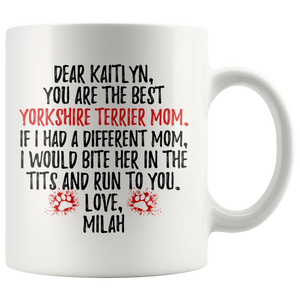 Personalized Yorkshire Terrier Dog Milah Mom Kaitlyn Coffee Mug (11 oz)