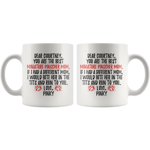 Personalized Miniature Pinscher Dog Pinky Mom Courtney Coffee Mug (11 oz)
