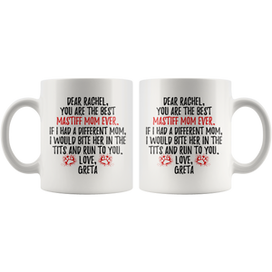 Personalized Mastiff Dog Greta Mom Rachel Coffee Mug (11 oz)