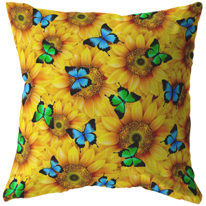 Sunflowers & Butterflies Pillow