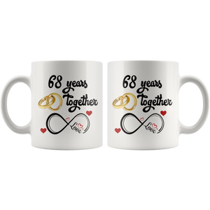 68th Wedding Anniversary Gift For Him And Her, Married For 68 Years, 68th Anniversary Mug For Husband & Wife, 68 Years Together With Her (11 oz )