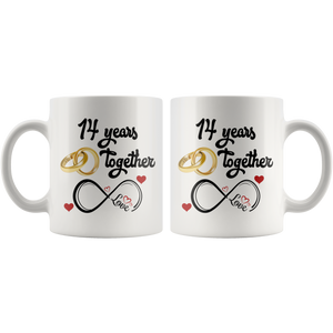 14th Wedding Anniversary Gift For Him And Her, 14th Anniversary Mug For Husband & Wife, Married For 14 Years, 14 Years Together With Her ( 11 oz )