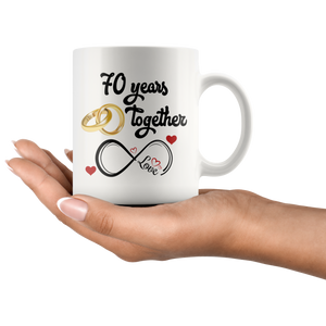 70th Wedding Anniversary Gift For Him And Her, Married For 70 Years, 70th Anniversary Mug For Husband & Wife, 70 Years Together With Her (11 oz )