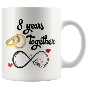8th Wedding Anniversary Gift For Him And Her, 8th Anniversary Mug For Husband & Wife, Married 8 Years, 8 Years Together, 8 Years With Her ( 11 oz )