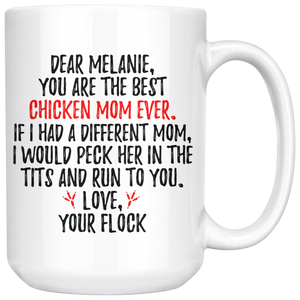 Personalized Chicken Mom Melanie Coffee Mug (15 oz)