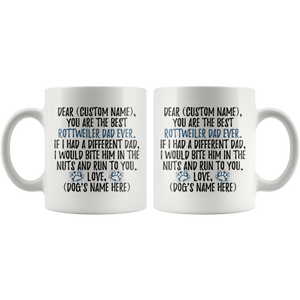 Personalized Best Rottweiler Dog Dad Coffee Mug (11 oz)