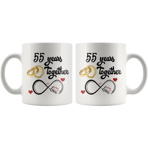 55th Wedding Anniversary Gift For Him And Her, 55th Anniversary Mug For Husband & Wife, Married For 55 Years, 55 Years Together With Her (11 oz )