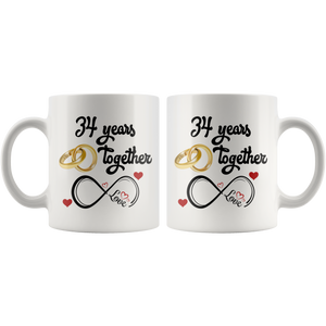 34th Wedding Anniversary Gift For Him And Her, 34th Anniversary Mug For Husband & Wife, Married For 34 Years, 34 Years Together With Her ( 11 oz )