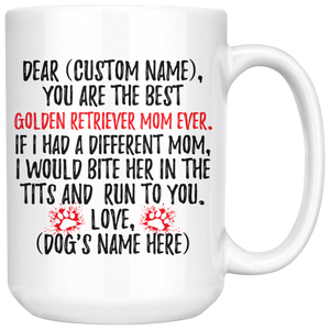 Personalized Best Golden Retriever Dog Mom Coffee Mug (15 oz)