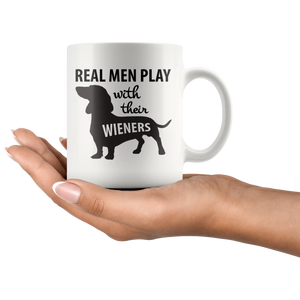 Daschund Dad Mug - Lil Weiners - Real Men Play With Their Wieners - Great Gift For Dachshund Owner - Freedom Look