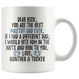 Personalized Mastiff Dog Gunther & Tucker Dad Rick Coffee Mug (11 oz)