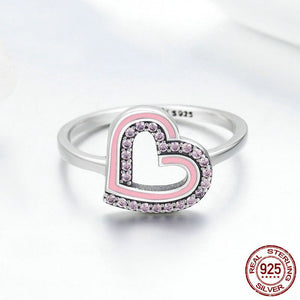 Romantic Glittering Double Heart - 925 Sterling Silver - Freedom Look