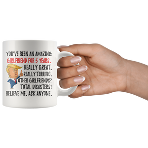 Funny Fantastic Girlfriend For 5 Years Coffee Mug, Fifth Anniversary Girlfriend Trump Gifts, 5th Anniversary Mug, 5 Years Together With Her (11oz)