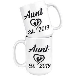 Aunt Established Mug - Aunt Est 2019 Mug - Auntie Established 2019 Mug - Great Gift For Aunt (15 oz) - Freedom Look