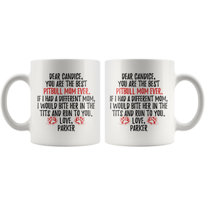 Personalized Pitbull Dog Parker Mom Candice Coffee Mug (11 oz)