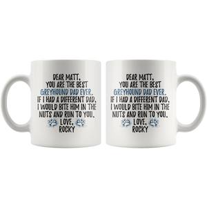 Personalized Greyhound Dog Rocky Dad Matt Coffee Mug (11 oz)
