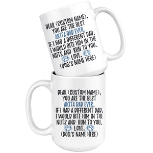 Personalized Best Akita Dog Dad Coffee Mug (15 oz)
