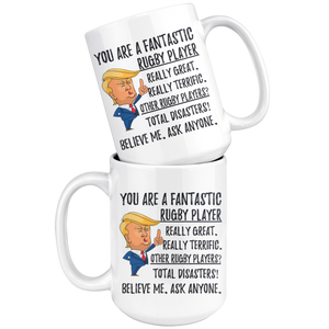 Funny Rugby Player Trump Coffee Mug (15 oz)