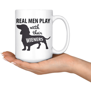 Daschund Dad Mug - Lil Weiners - Real Men Play With Their Wieners - Great Gift For Dachshund Owner (15 oz) - Freedom Look