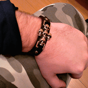 Skeleton Skull Leather Bracelet - Freedom Look