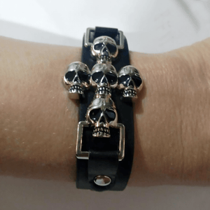 Skeleton Skull Leather Bracelet - Freedom Look