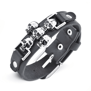 Skeleton Skull Leather Bracelet - Freedom Look