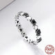 Stackable Heart Black Ring - 925 Sterling Silver - Freedom Look