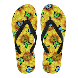 Sunflower Butterfly Women's Flip Flops