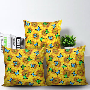 Sunflower Butterfly Pillow Cover With Insert