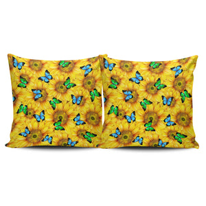 Sunflower Butterfly Pillow Cover With Insert