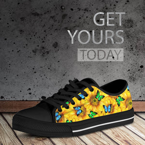 Sunflower Butterfly Low Top Shoes