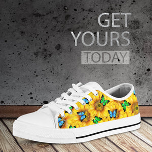 Sunflower Butterfly Low Top Shoes