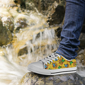 Sunflower Butterfly Low Top Shoes