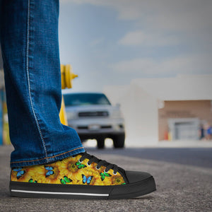 Sunflower Butterfly Low Top Shoes