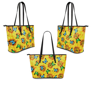 Large Premium Sunflower Butterfly Tote Bag - Freedom Look