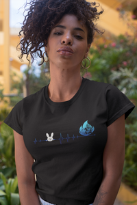 Bunny Easter Firefighter Heartbeat Womens And Unisex T-Shirt