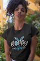Blue Happy Easter Bunny Womens And Unisex T-Shirt