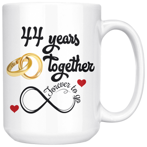 44th Wedding Anniversary Gift For Him And Her, 44th Anniversary Mug For Husband & Wife, Married For 44 Years, 44 Years Together With Her ( 15 oz )