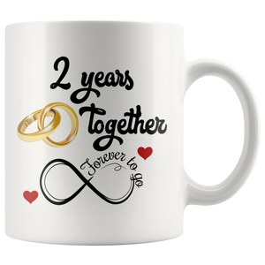 Second Wedding Anniversary Gift For Him And Her, 2nd Anniversary Mug For Husband & Wife, Married 2 Years, 2 Years Together, 2 Years With Her (11 0z)