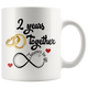 Second Wedding Anniversary Gift For Him And Her, 2nd Anniversary Mug For Husband & Wife, Married 2 Years, 2 Years Together, 2 Years With Her (11 0z)