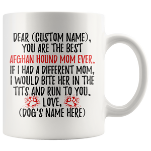 Personalized Best Afghan Hound Dog Mom Coffee Mug (11 oz)