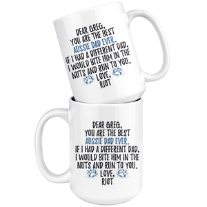 Personalized Aussie Dog Dad Greg Coffee Mug (15 oz)