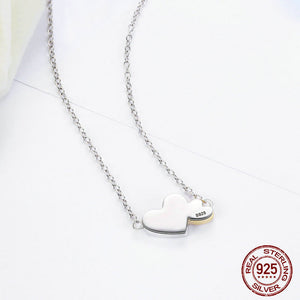 Two Hearts Pendant Necklace - 925 Sterling Silver - Freedom Look