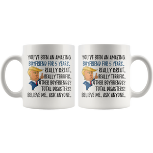 Funny Fantastic Boyfriend For 5 Years Coffee Mug, Fifth Anniversary Boyfriend Trump Gifts, 5th Anniversary Mug, 5 Years Together With Him