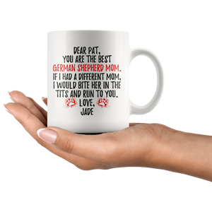 Personalized German Shepherd Dog Jade Mom Pat Coffee Mug (11 oz)