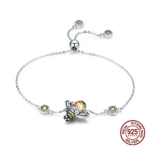 Unique Honey Bee Chain Bracelet - 925 Sterling Silver - Freedom Look