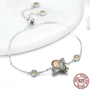 Unique Honey Bee Chain Bracelet - 925 Sterling Silver - Freedom Look