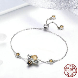 Unique Honey Bee Chain Bracelet - 925 Sterling Silver - Freedom Look