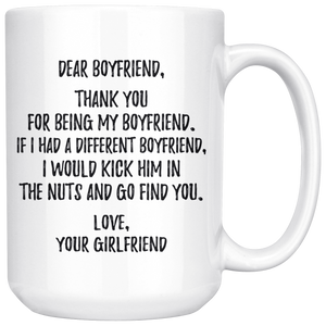 Thank You For Being My Boyfriend Coffee Mug (15 oz)